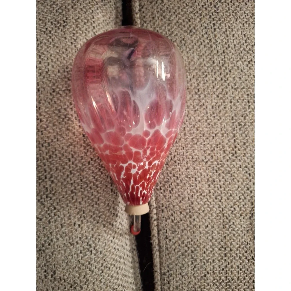 Hand Blown Glass Hummingbird‎ Feeder Clear Glass with Red-Blue